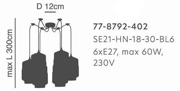 Φωτιστικό Οροφής Πολύφωτο Homelighting Gaby 77-8792 Honey/Black