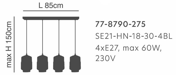 Φωτιστικό Οροφής Πολύφωτο Homelighting Gaby 77-8790 Honey/Black