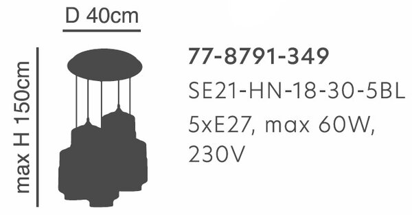 Φωτιστικό Οροφής Πολύφωτο Homelighting Gaby 77-8791 Honey/Black