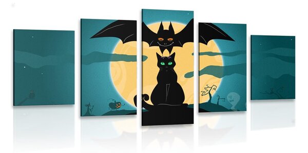 Πεντάπτυχος πίνακας φιλικά φαντάσματα κάτω από πανσέληνο