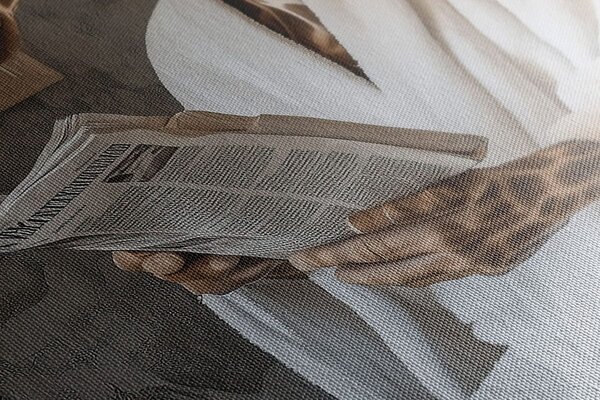 Πίνακας σε καμβά καμηλοπάρδαλη με εφημερίδα στην τουαλέτα