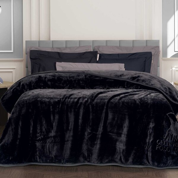 Κουβέρτα Βελουτέ Μονή (160x240) Greenwich Polo Club Essential 3440 Black