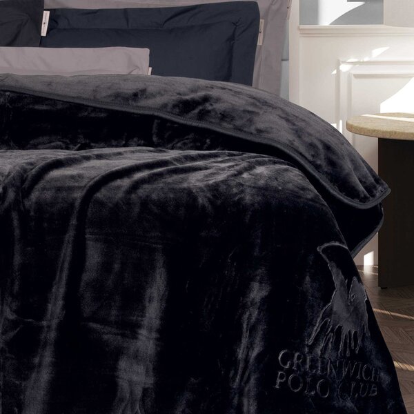 Κουβέρτα Βελουτέ Μονή (160x240) Greenwich Polo Club Essential 3440 Black