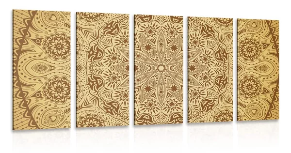Πεντάπτυχος πίνακας διακοσμητική μάνταλα με δαντέλα