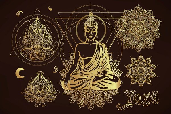 Πίνακας σε καμβά χρυσός διαλογιζόμενος Βούδας