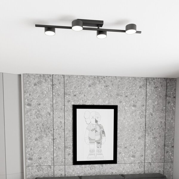 EMIBIG LIGHTING Ακροφωτιστικό Bet, μήκος 80 cm, μαύρο, μέταλλο, 4 φτερά., ρυθμιζόμενος, Μαύρο, Σαλόνι / τραπεζαρία, Μέταλλο, σύγχρονο
