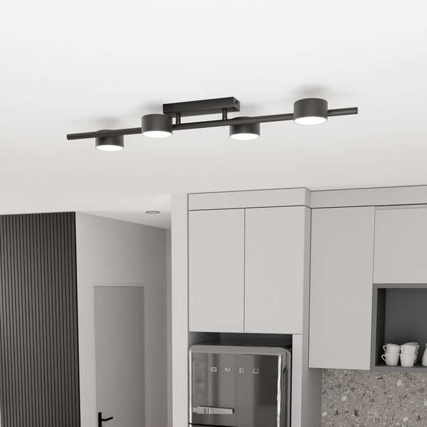 EMIBIG LIGHTING Ακροφωτιστικό Bet, μήκος 80 cm, μαύρο, μέταλλο, 4 φτερά., ρυθμιζόμενος, Μαύρο, Σαλόνι / τραπεζαρία, Μέταλλο, σύγχρονο