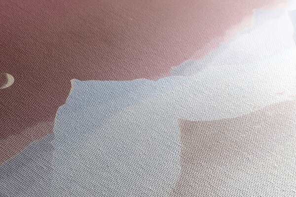Πίνακας σε καμβά φεγγάρι πάνω από παστέλ βουνά