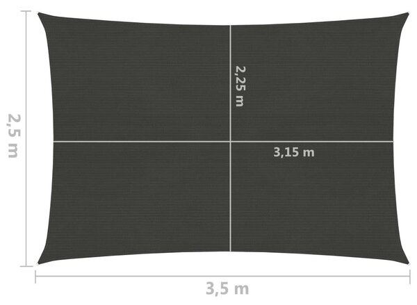 Πανί Σκίασης Ανθρακί 2,5 x 3,5 μ. από HDPE 160 γρ./μ² - Ανθρακί