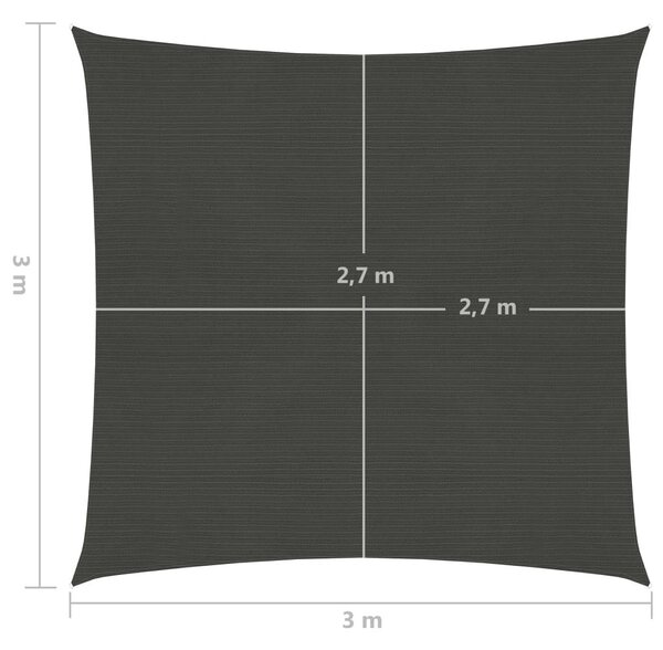 Πανί Σκίασης Ανθρακί 3 x 3 μ. από HDPE 160 γρ./μ² - Ανθρακί