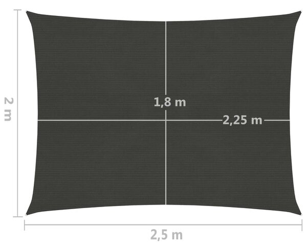 Πανί Σκίασης Ανθρακί 2 x 2,5 μ. από HDPE 160 γρ./μ² - Ανθρακί