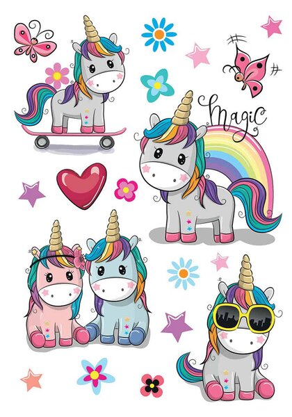 Παιδικά Αυτοκόλλητα Τοίχου Ango Colourful Unicorns 18116