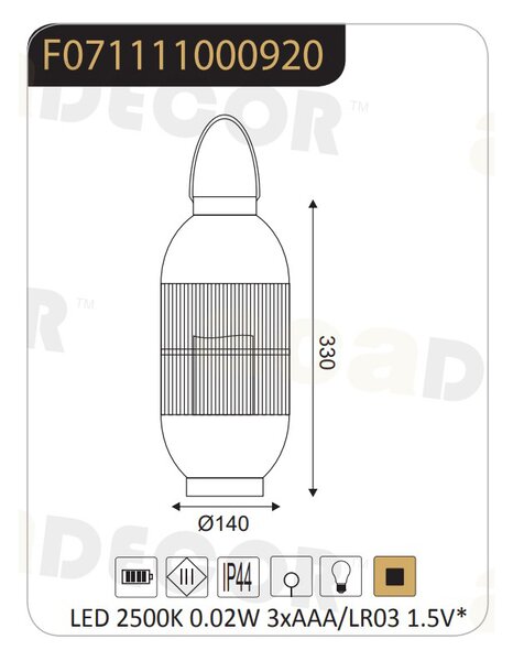 Φανάρι LED Με Μπαταρία Aca Nougat F0711110 Brown Antique