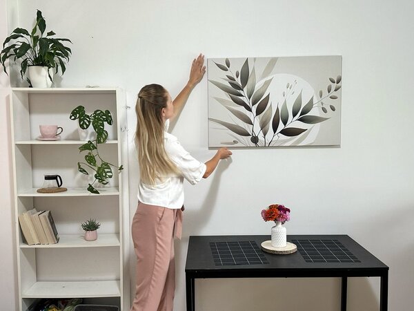 Πίνακας σε καμβά μινιμαλιστικά φύλλα σε boho σχέδιο