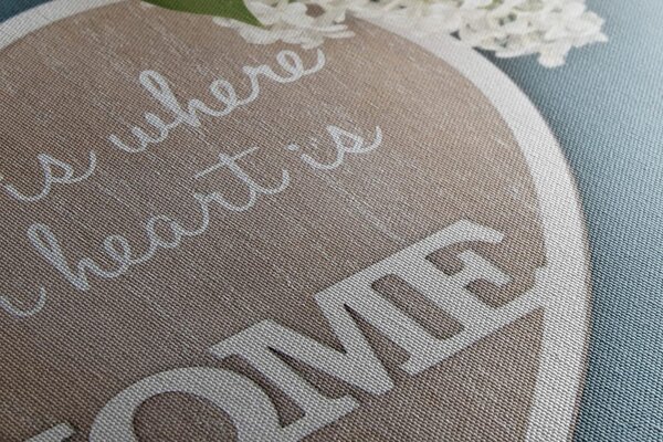 Πίνακας σε καμβά καρδιά με το απόφθεγμα - Home is where your heart is