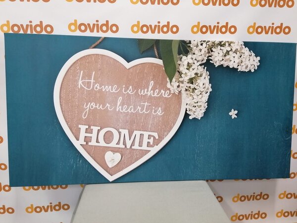 Πίνακας σε καμβά καρδιά με το απόφθεγμα - Home is where your heart is