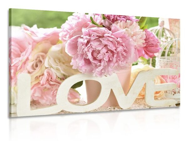 Πίνακας σε καμβά με ρομαντική επιγραφή Love