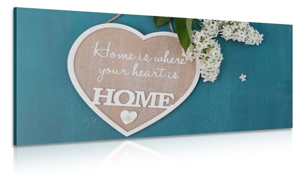 Πίνακας σε καμβά καρδιά με το απόφθεγμα - Home is where your heart is