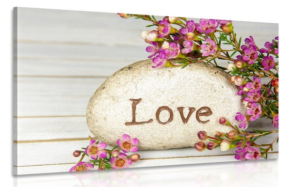 Πίνακας σε καμβά με επιγραφή Love σε πέτρα