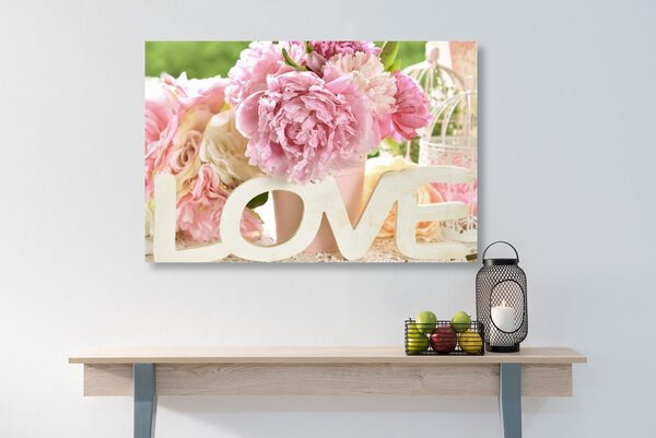 Πίνακας σε καμβά με ρομαντική επιγραφή Love