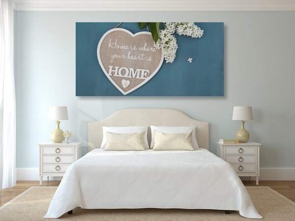 Πίνακας σε καμβά καρδιά με το απόφθεγμα - Home is where your heart is