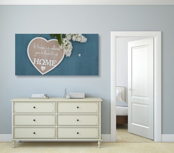 Πίνακας σε καμβά καρδιά με το απόφθεγμα - Home is where your heart is