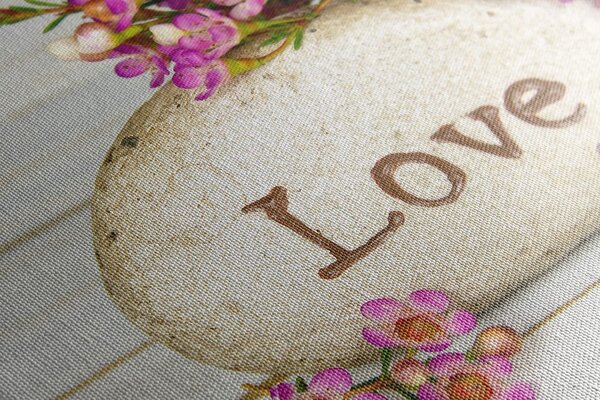 Πίνακας σε καμβά με επιγραφή Love σε πέτρα