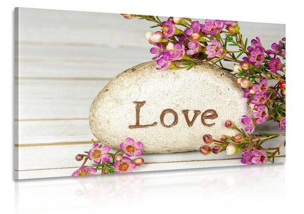 Πίνακας σε καμβά με επιγραφή Love σε πέτρα