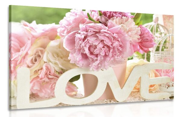 Πίνακας σε καμβά με ρομαντική επιγραφή Love