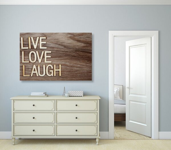 Πίνακας σε καμβά με λέξεις - Live Love Laugh