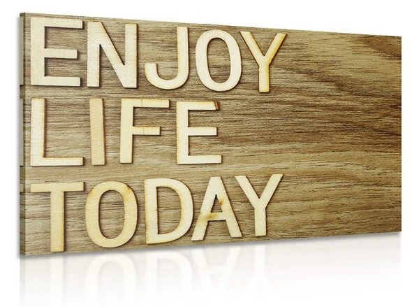 Πίνακας σε καμβά με απόσπασμα - Enjoy life today