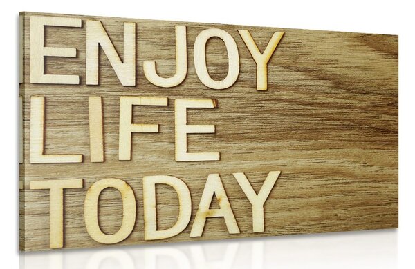 Πίνακας σε καμβά με απόσπασμα - Enjoy life today