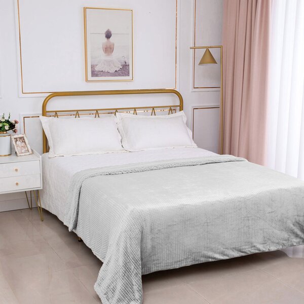 Κουβέρτα Fleece Μονή Με Γουνάκι (170x220) Silk Fashion Damask Light Grey