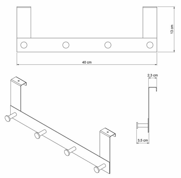 Κρεμάστρα Πόρτας 4 Θέσεων Grekon 304 Black