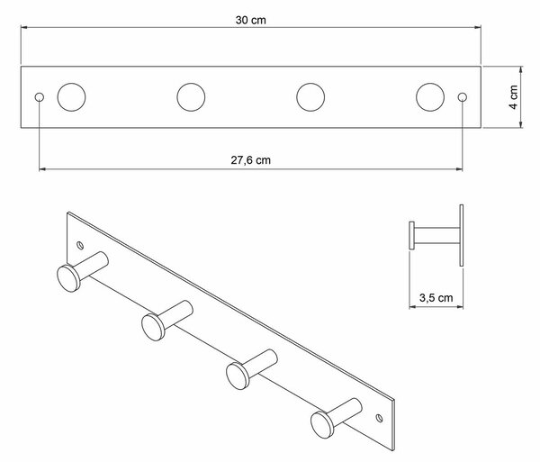 Κρεμάστρα Τοίχου 4 Θέσεων Grekon 404 Inox