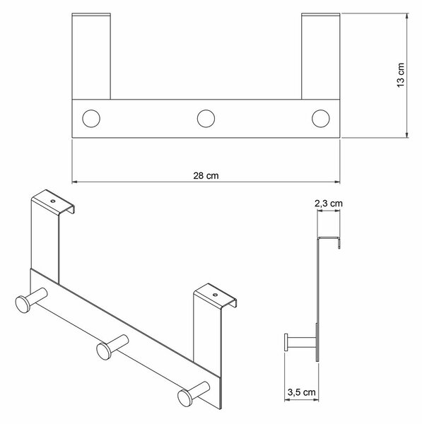 Κρεμάστρα Πόρτας 3 Θέσεων Grekon 303 Black