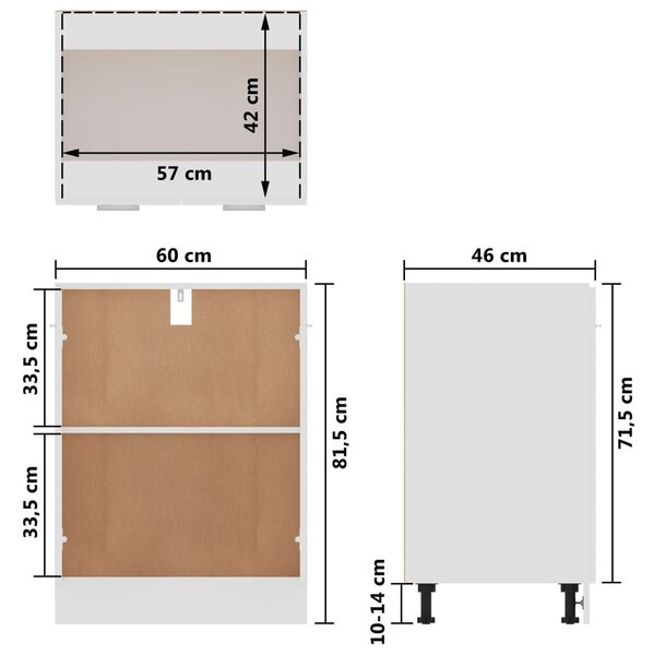 Ντουλάπι Δαπέδου Λευκό 60x46x81,5 εκ. Επεξ. Ξύλο - Λευκό