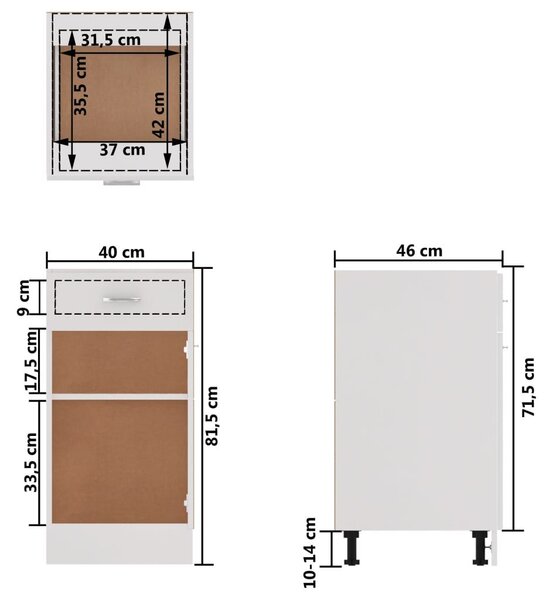 Ντουλάπι με Συρτάρι Λευκό 40x46x81,5 εκ. Επεξ. Ξύλο - Λευκό