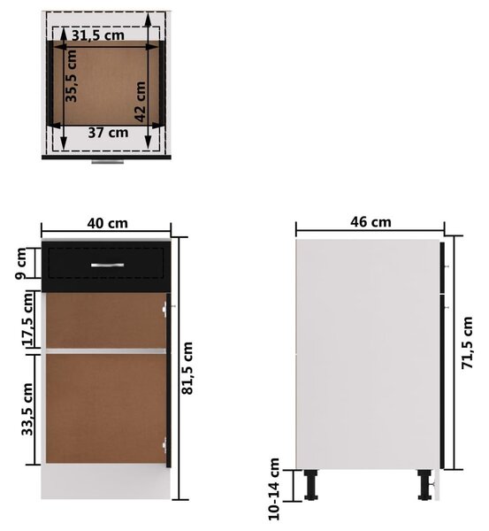 Ντουλάπι με Συρτάρι Μαύρο 40x46x81,5 εκ. Επεξ. Ξύλο - Μαύρο