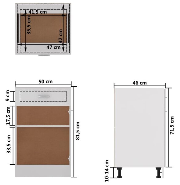 Ντουλάπι με Συρτάρι Λευκό 50x46x81,5 εκ. Επεξ. Ξύλο - Λευκό