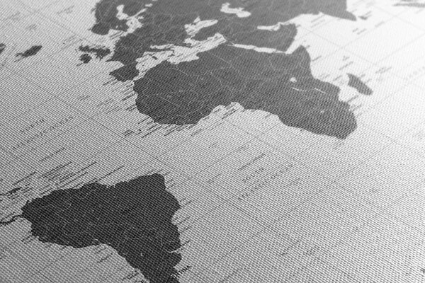 Πίνακας σε φελλό πολιτικός χάρτης του κόσμου σε ασπρόμαυρη εκδοχή