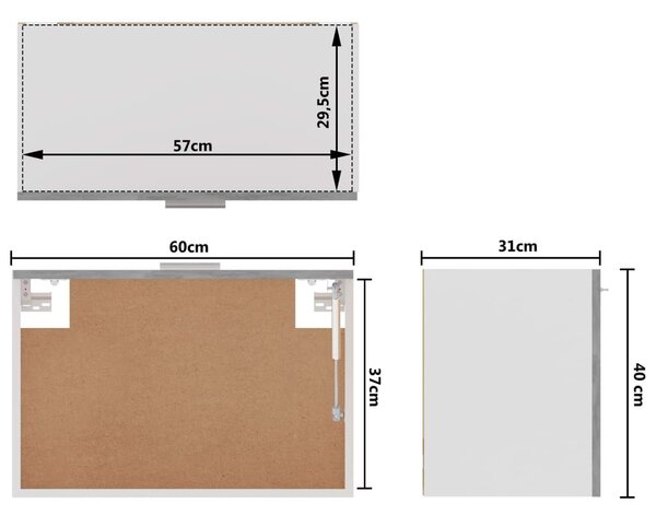 Ντουλάπι Κρεμαστό Γκρι Σκυροδέματος 60x31x40 εκ. Μοριοσανίδα - Γκρι