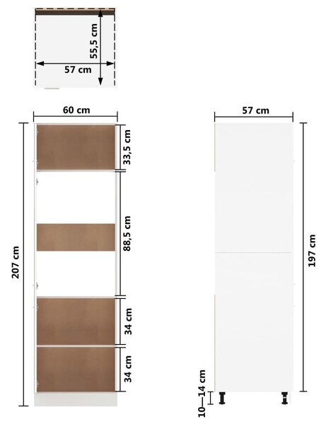 Ντουλάπι Ψυγείου Γυαλιστερό Λευκό 60x57x207 εκ. Μοριοσανίδα - Λευκό