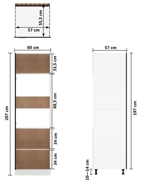 Ντουλάπι Ψυγείου Μαύρο 60x57x207 εκ. από Επεξ. Ξύλο - Μαύρο