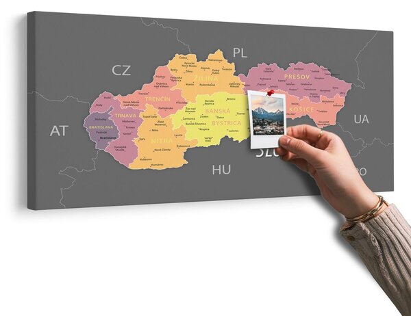 Πίνακας σε φελλό παστέλ χάρτης της Σλοβακίας