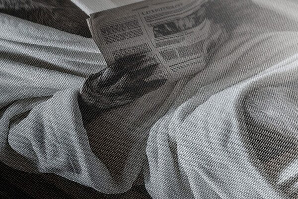 Πίνακας σε καμβά λύκος με εφημερίδα στην τουαλέτα