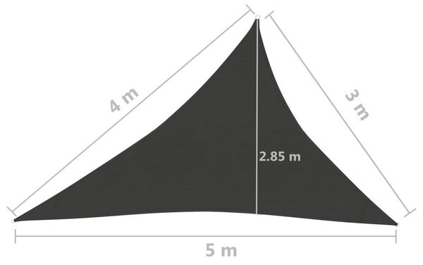 Πανί Σκίασης Ανθρακί 3 x 4 x 5 μ. από HDPE 160 γρ./μ² - Ανθρακί