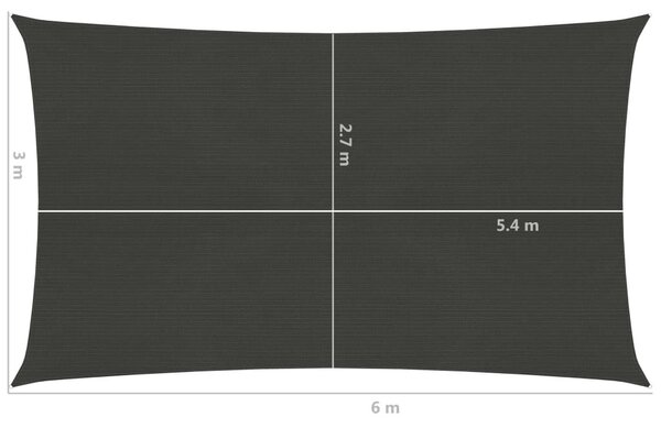 Πανί Σκίασης Ανθρακί 3 x 6 μ. από HDPE 160 γρ./μ² - Ανθρακί