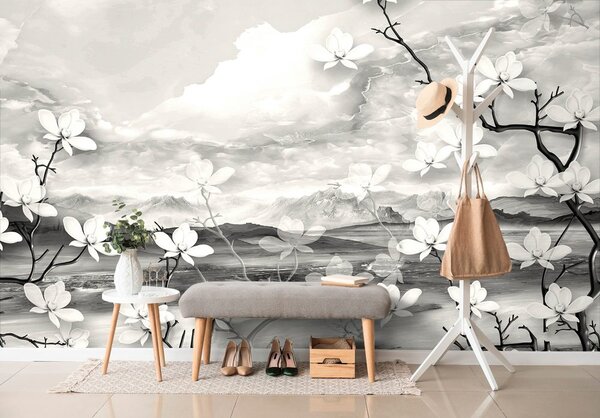 Αυτοκόλλητη ταπετσαρία σε ασπρόμαυρη ασυνήθιστη εκδοχή