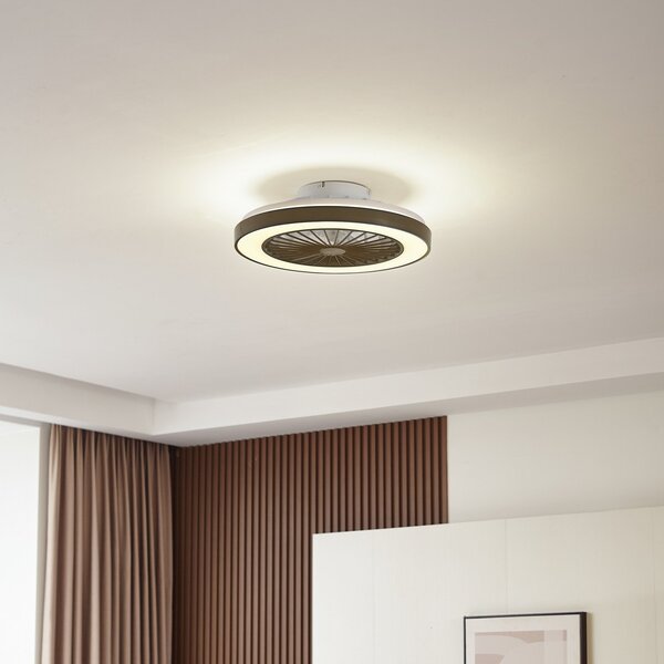 Lindby Ανεμιστήρας οροφής LED Teleo, Ø48 cm, μαύρο, DC, Tuya, ρυθμιζόμενος, Μαύρο, Σαλόνι / τραπεζαρία, Πλαστικό, σύγχρονο